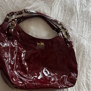 Coach Deep Red Patent Leather Shoulder Bag
